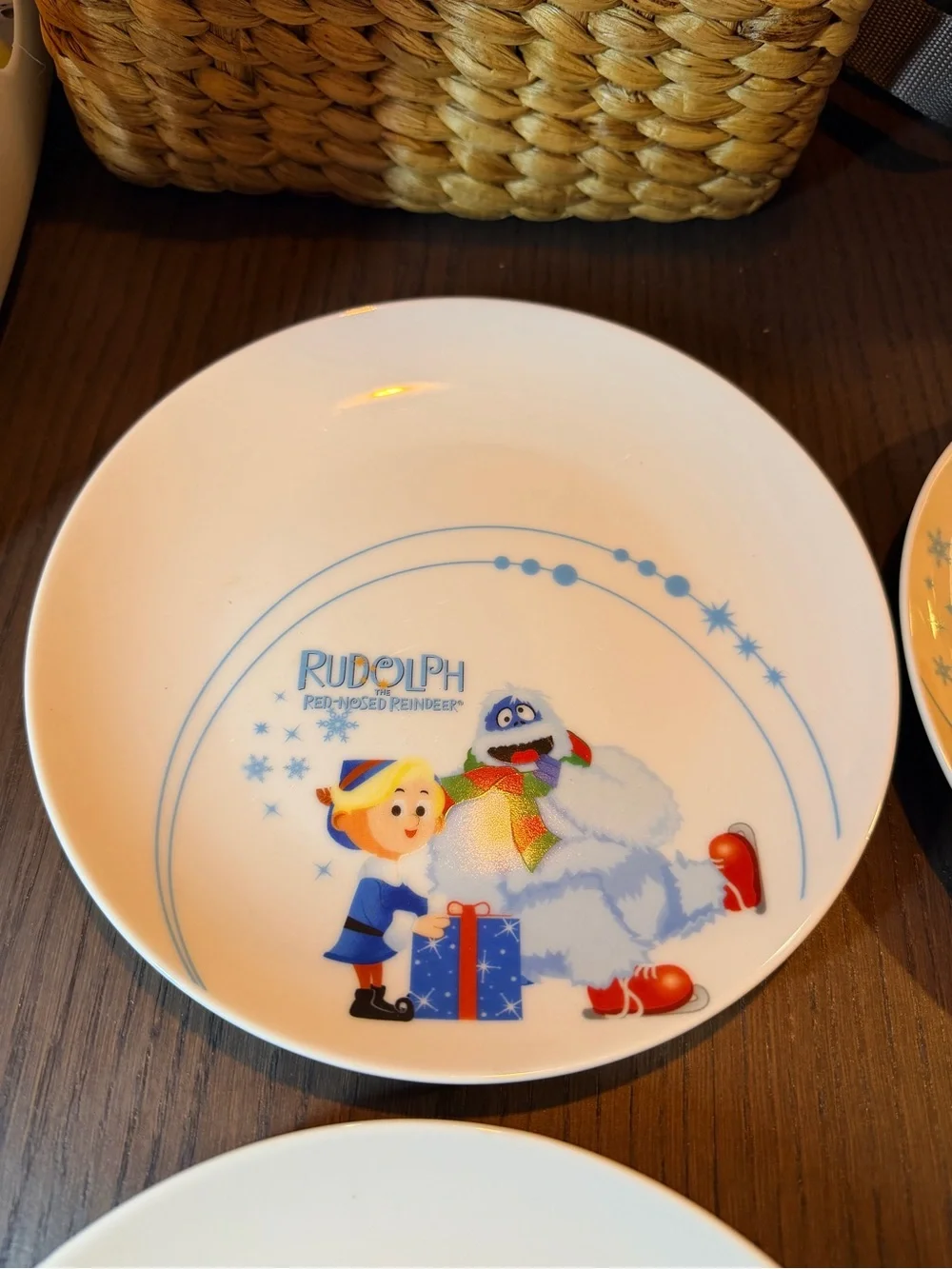 Rudolph the Red Nosed Reindeer Set of 4 Holiday Dessert Ceramic 8” Plates
